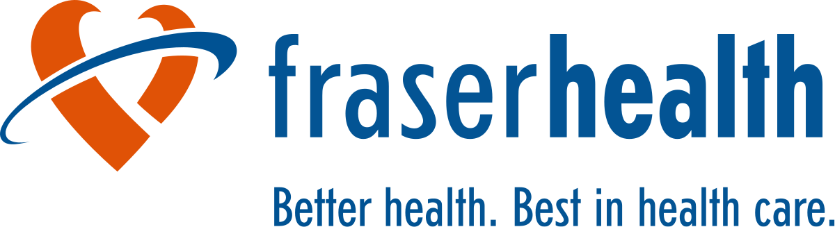 Logo for Fraser Health. Tag line is Better health. Best in healthcare.