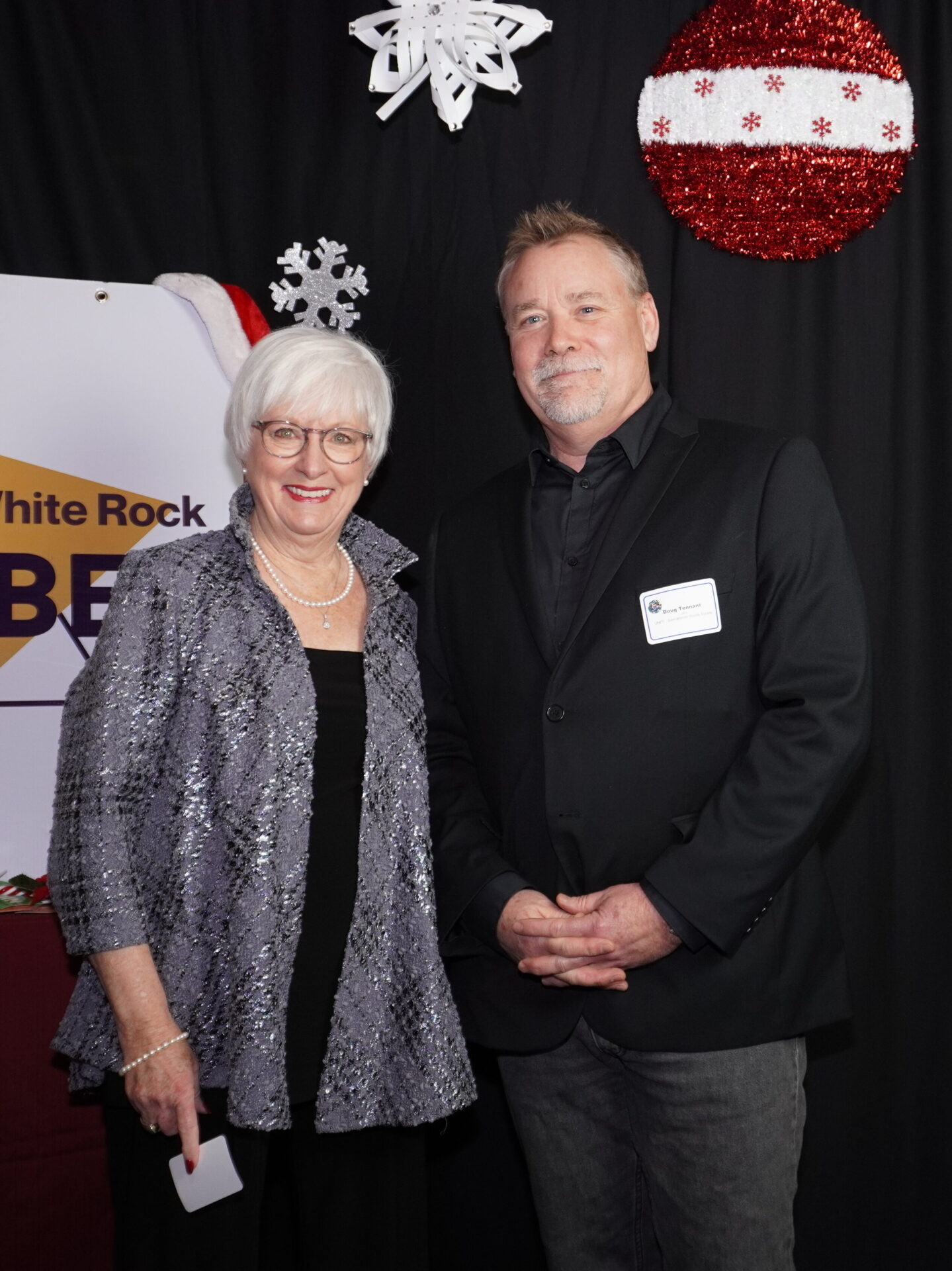 Board member, Bonita Thompson, with CEO, Doug Tennant, at the South Surrey White Rock Chamber Mixer in December 2022.